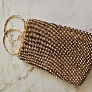 Elegant Gold Beaded Clutch
